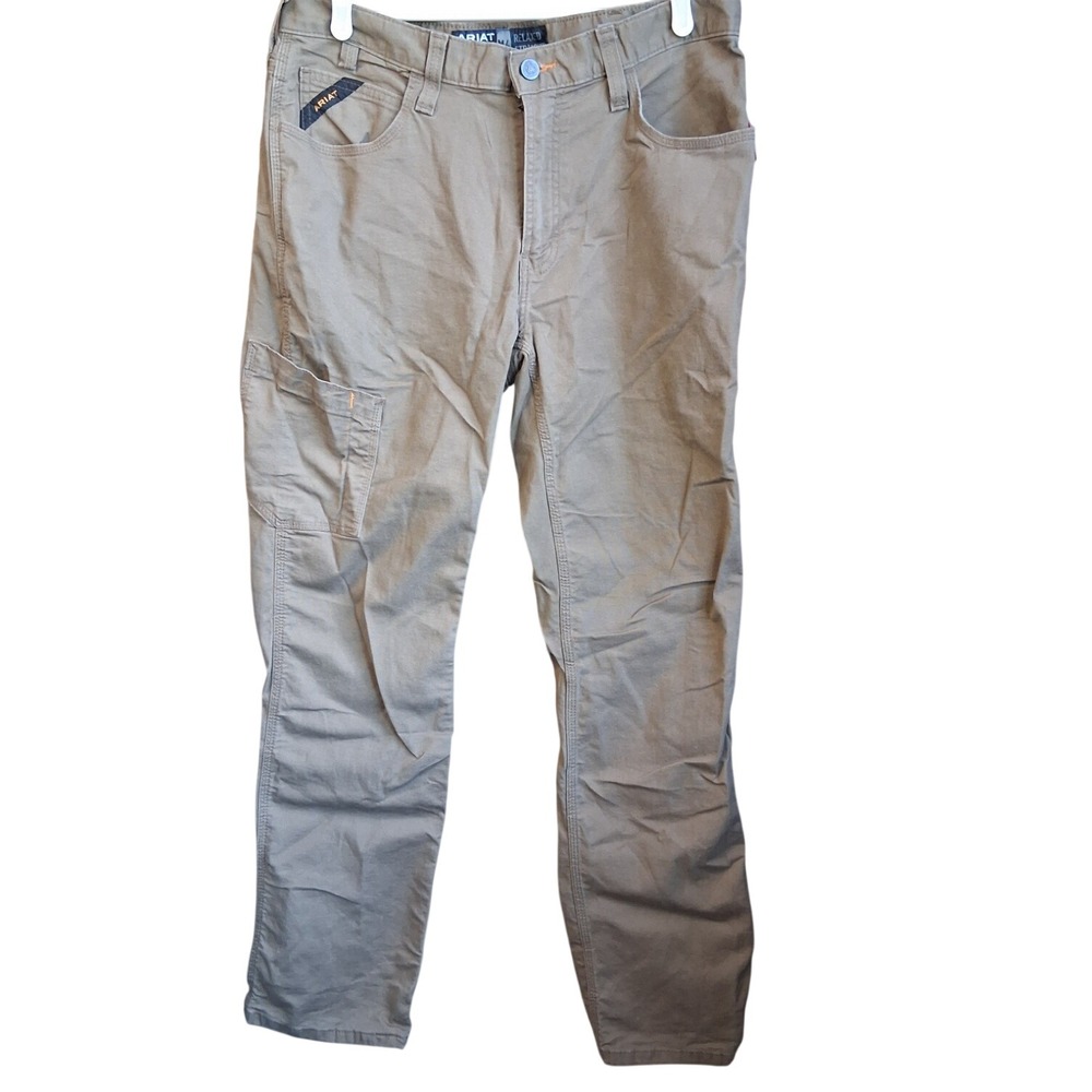 Ariat Rebar M4 DuraStretch Relaxed Straight Mens Pants Khaki 34x34 Canvas EUC
